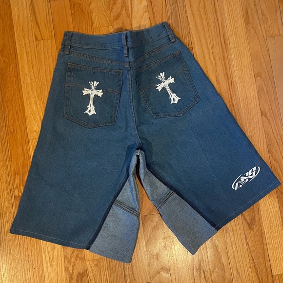 Colombian Artist Streetwear Brand Fourtopus Graphic Denim Jorts / Jean Shorts - Picture 10 of 12